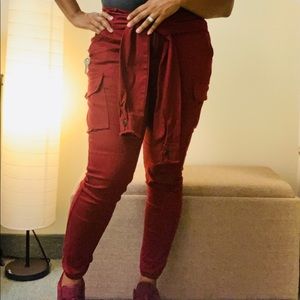 Stretch Cargo Pants - Waist Tie Joggers